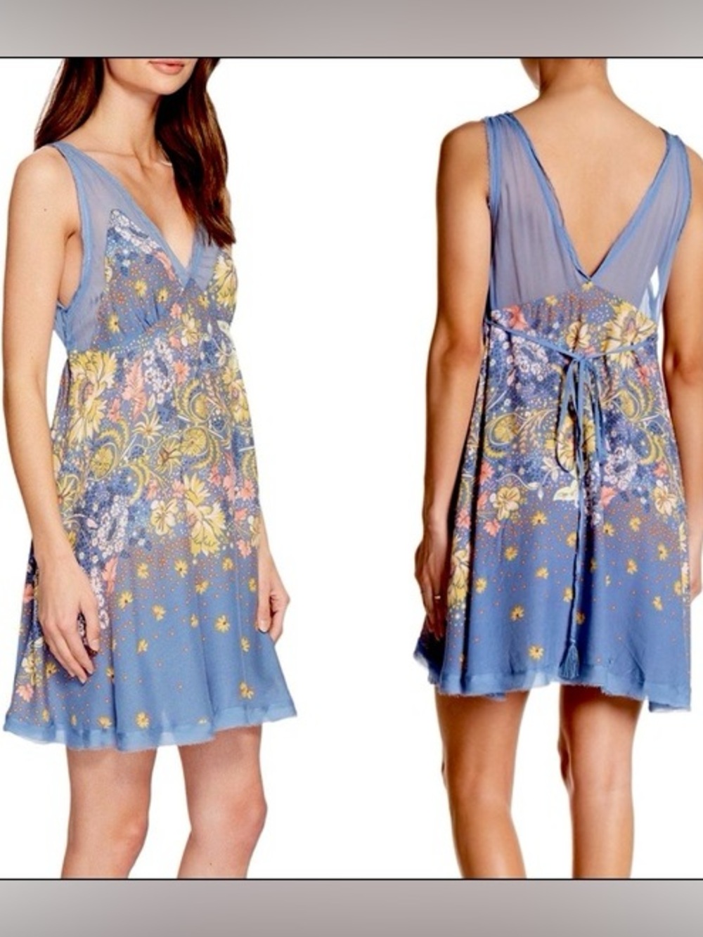 Free People Blue Longwood Slip Dress